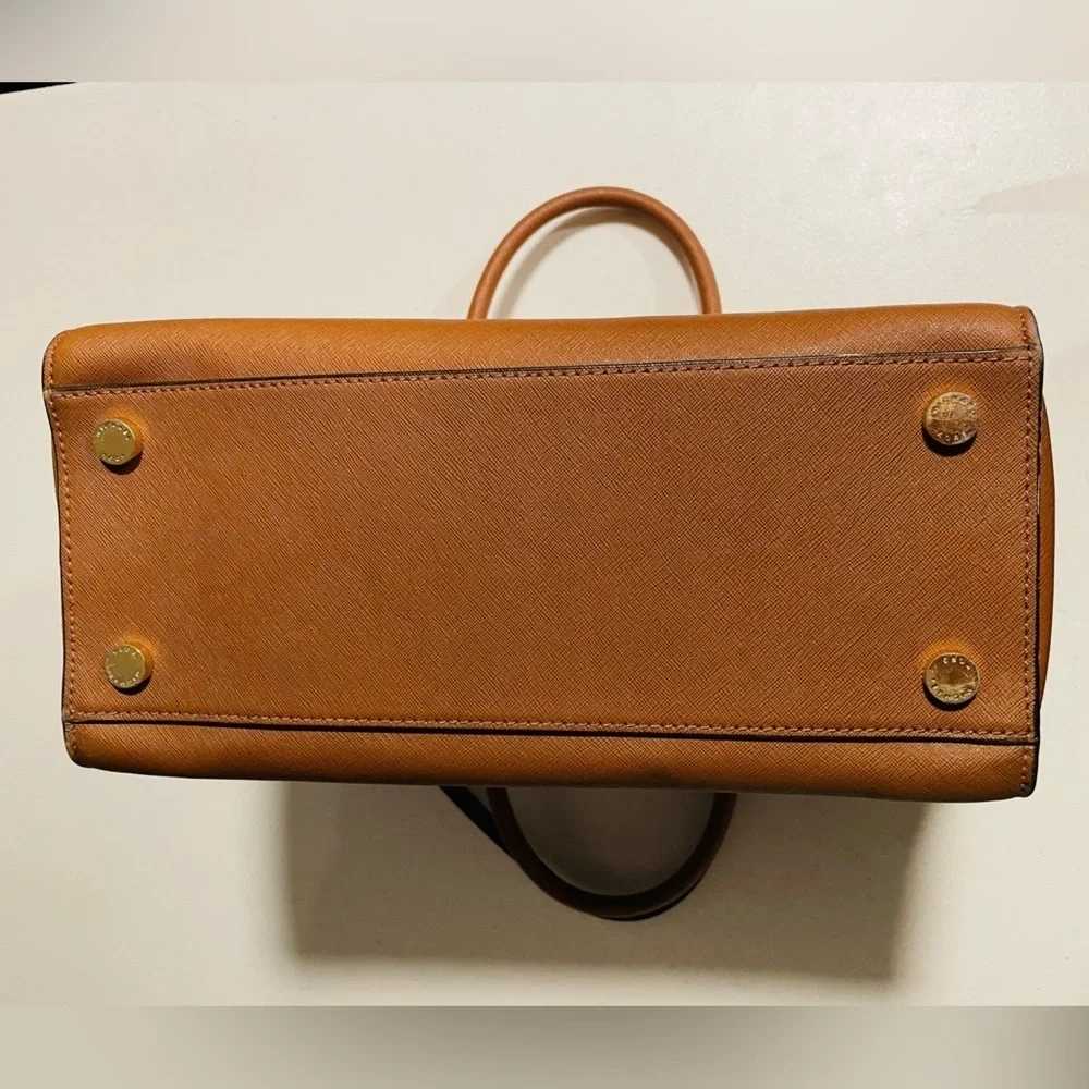 Michael Kors Tan Leather Tote Bag With Shoulder Strap and Handle